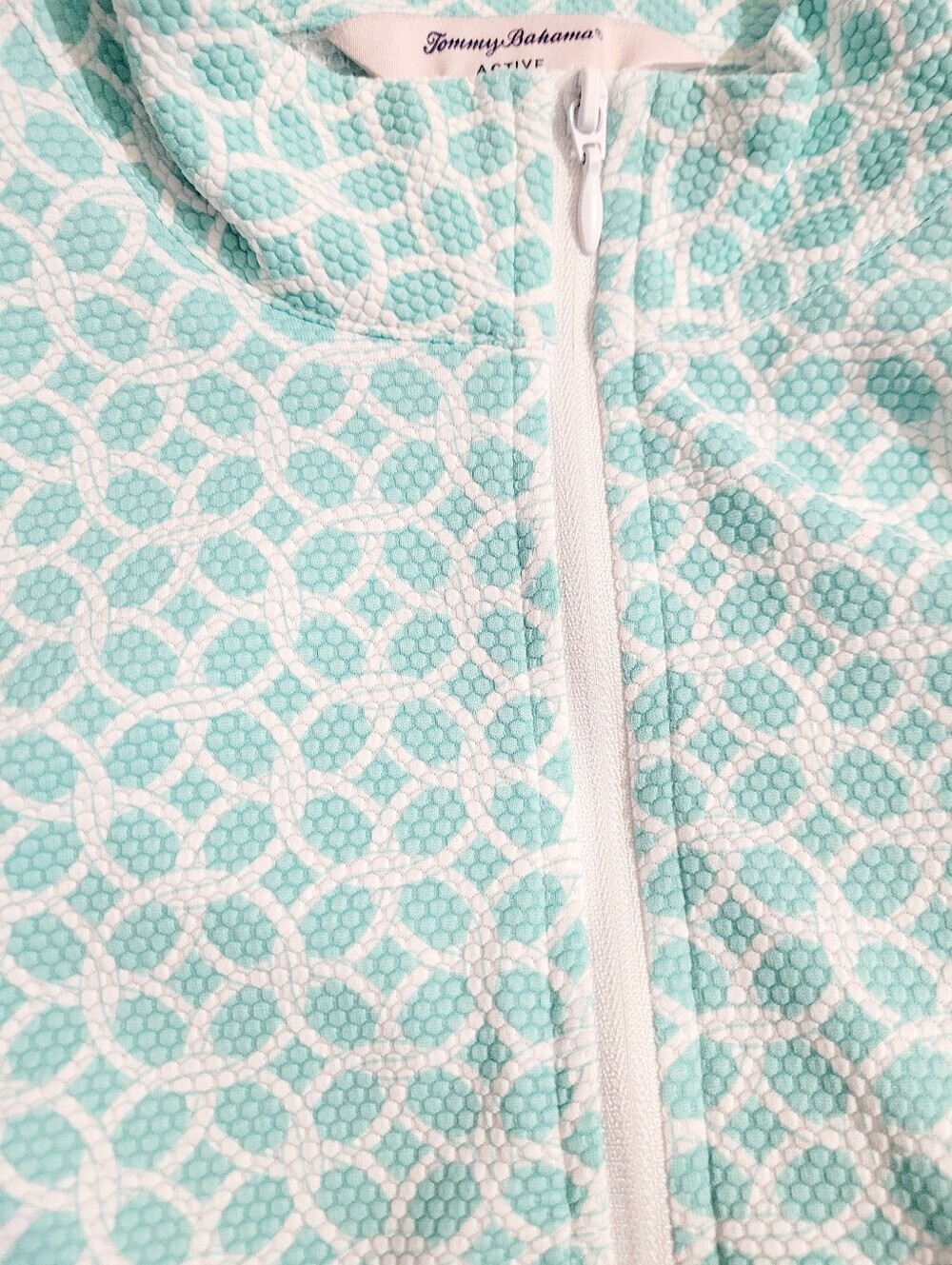Tommy Bahama Active Pullover Large Aqua White 1/4 Zip Golf Top UPF Stretch - Picture 7 of 12
